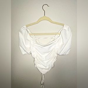 White open back tie top